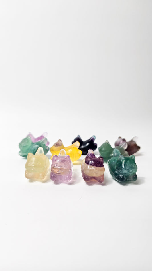 Mini Fluorite Cat Carving