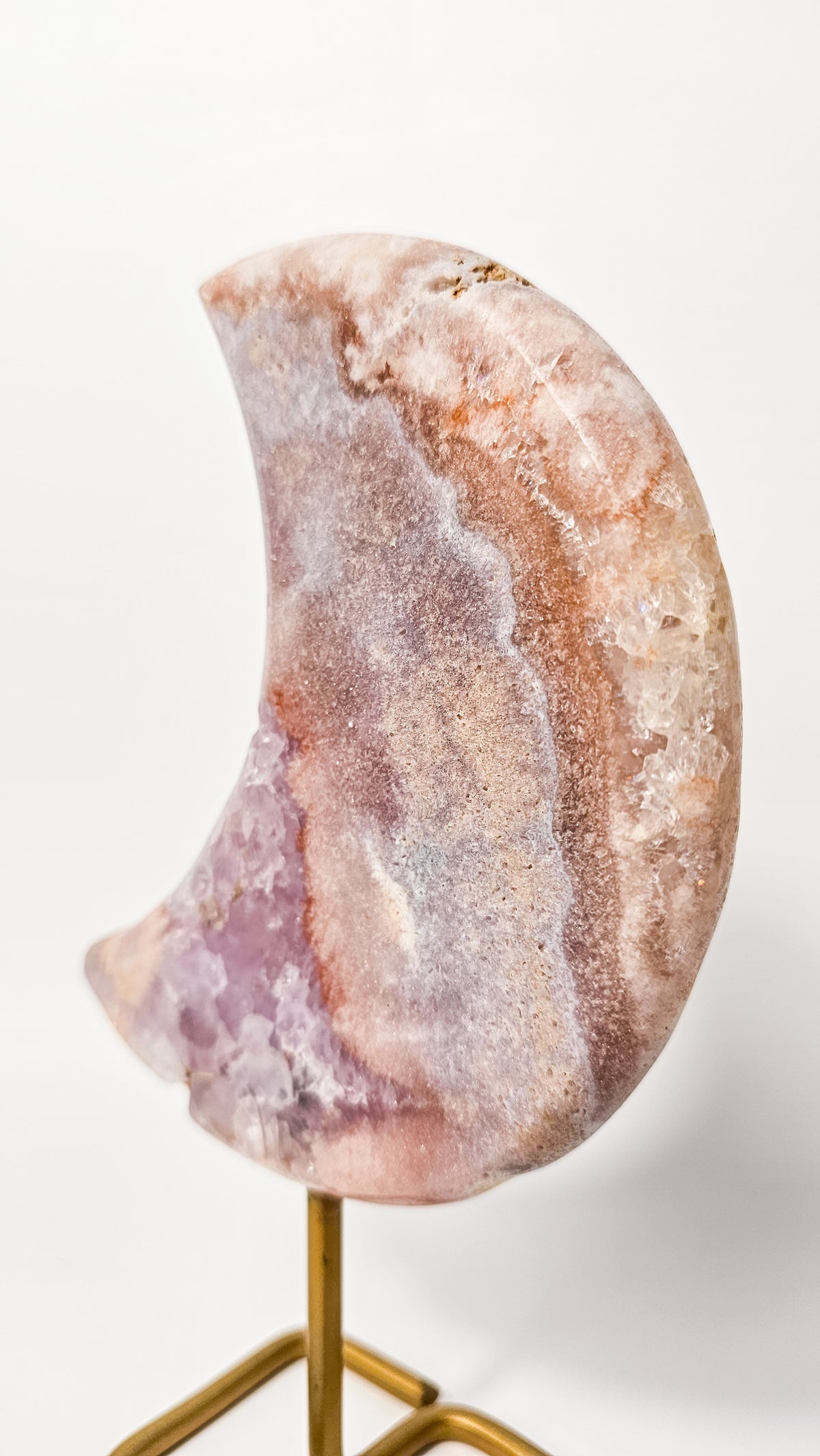 Pink Amethyst Druzy Moon on Stand