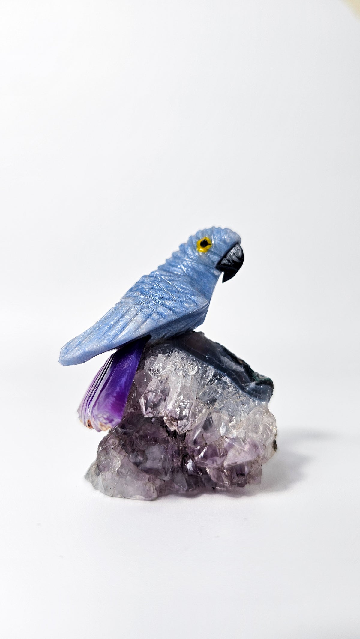 Brazilian Crystal Bird Carving on Amethyst