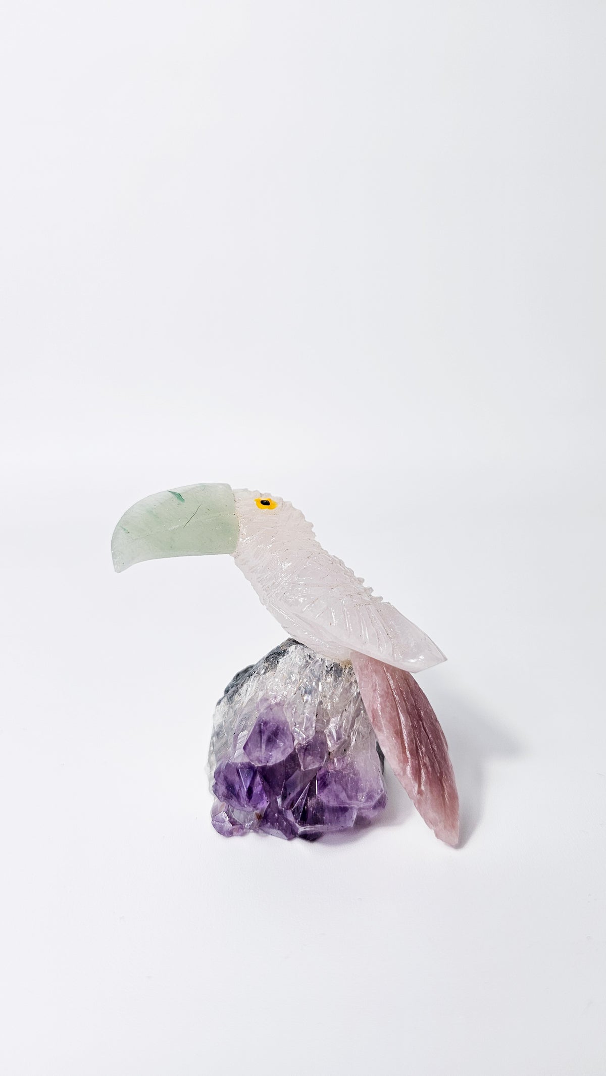 Brazilian Crystal Bird Carving on Amethyst