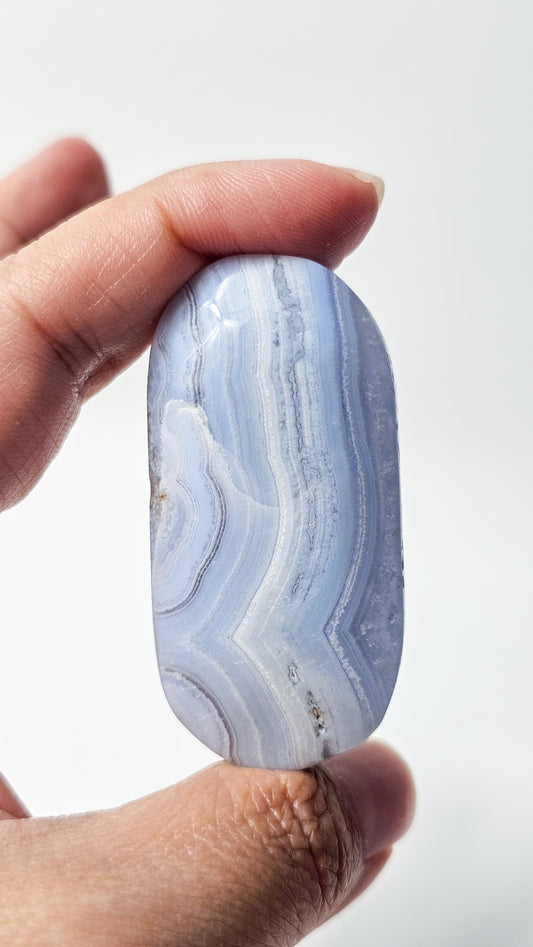 Blue Lace Agate Palm Stone