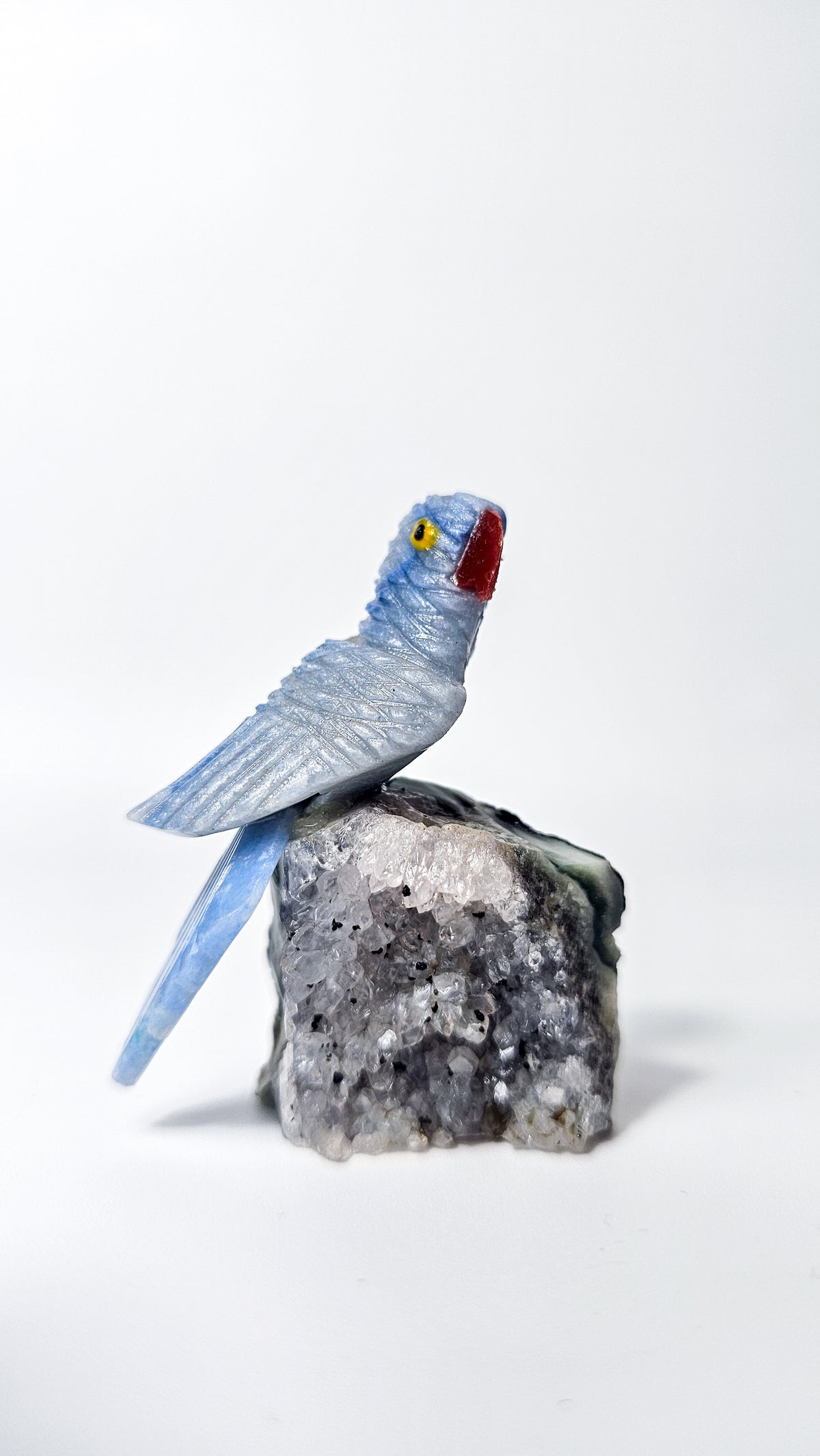 Brazilian Crystal Bird Carving on Amethyst