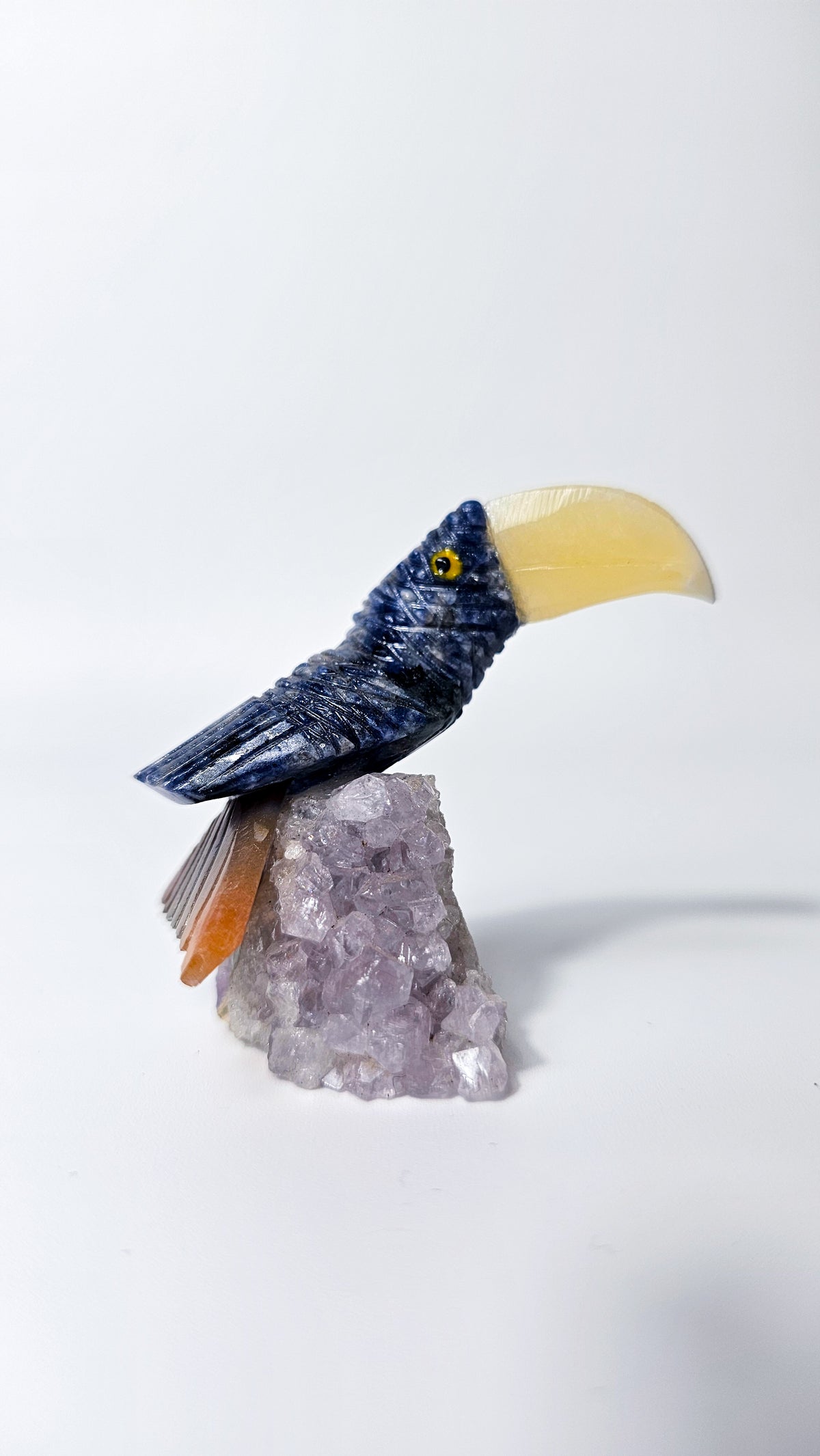 Brazilian Crystal Bird Carving on Amethyst
