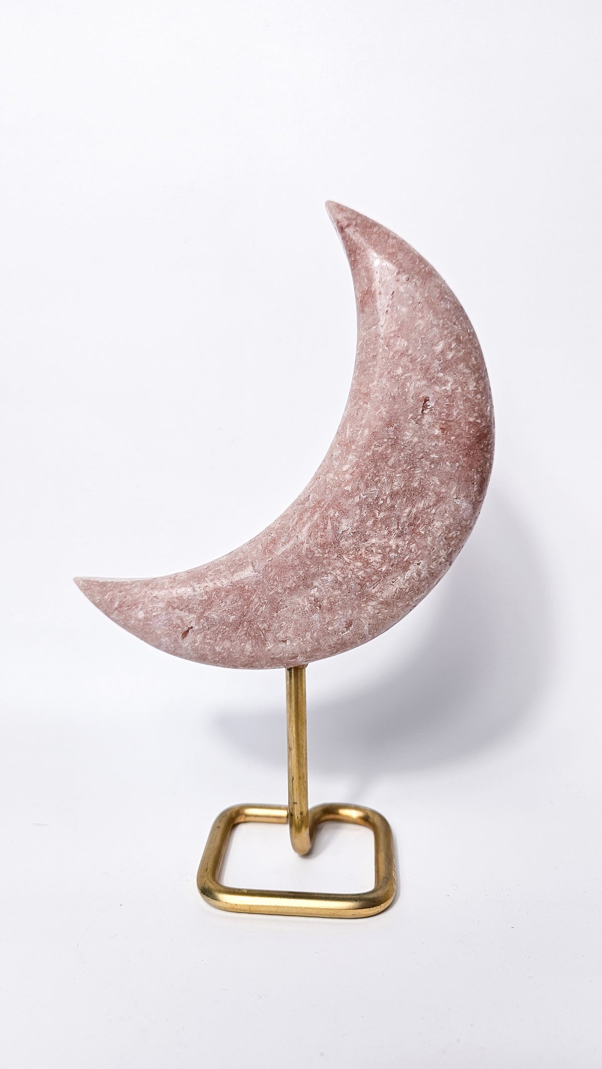 Brazilian Pink Himalayan Quartz Moon on Stand
