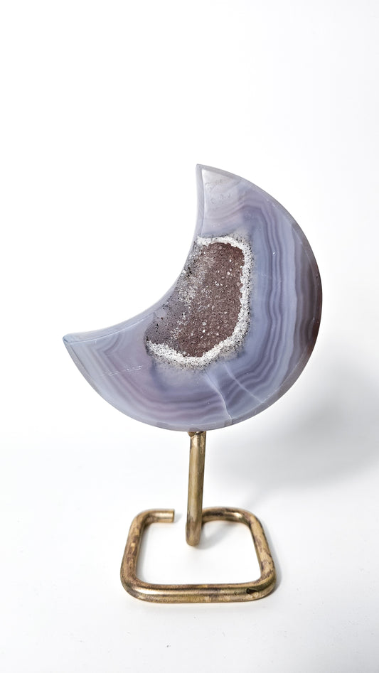 Brazilian Druzy Blue Agate Moon