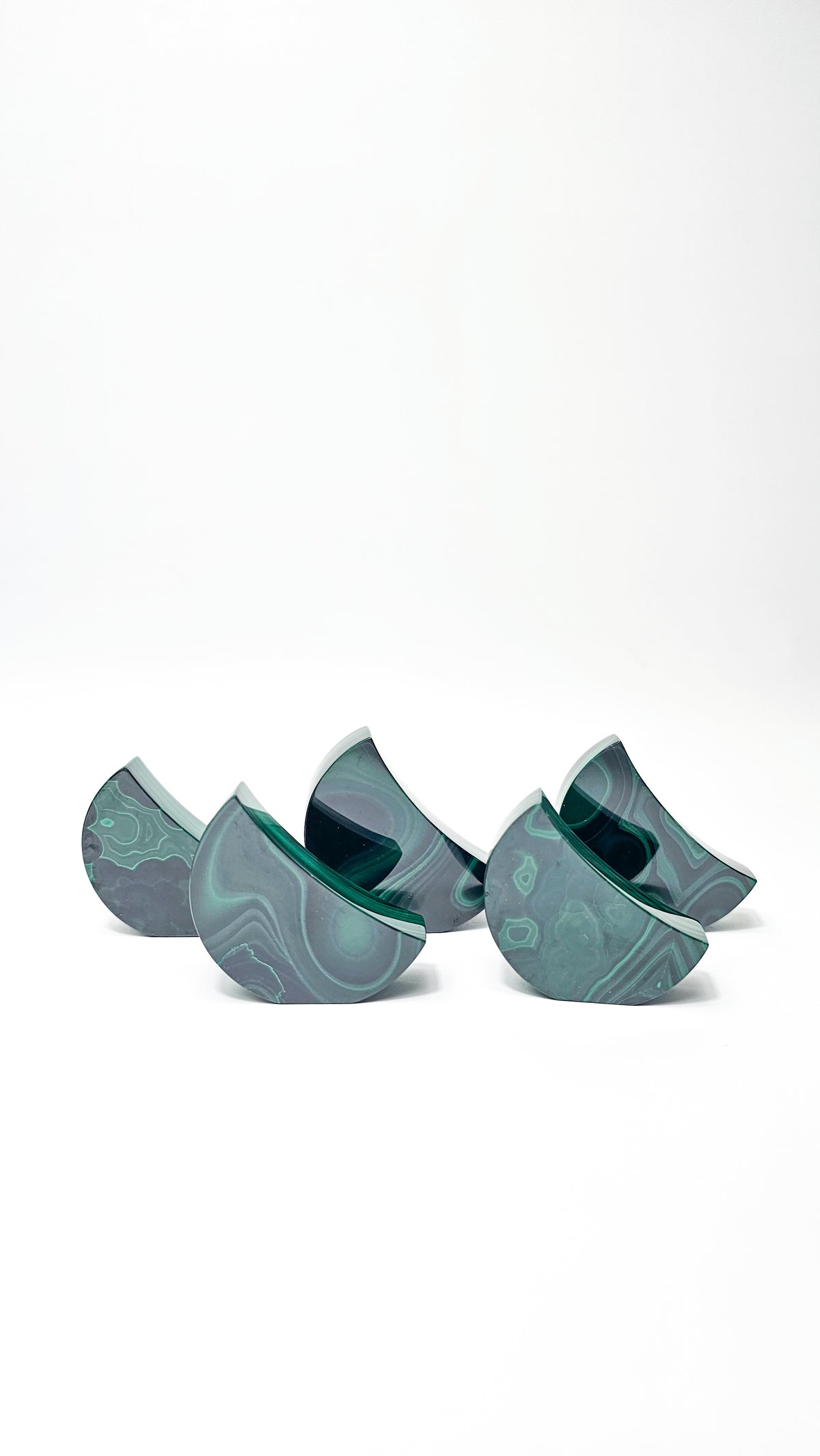 Malachite Self-Standing Moons