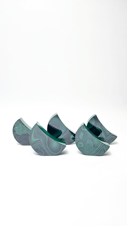 Malachite Self-Standing Moons