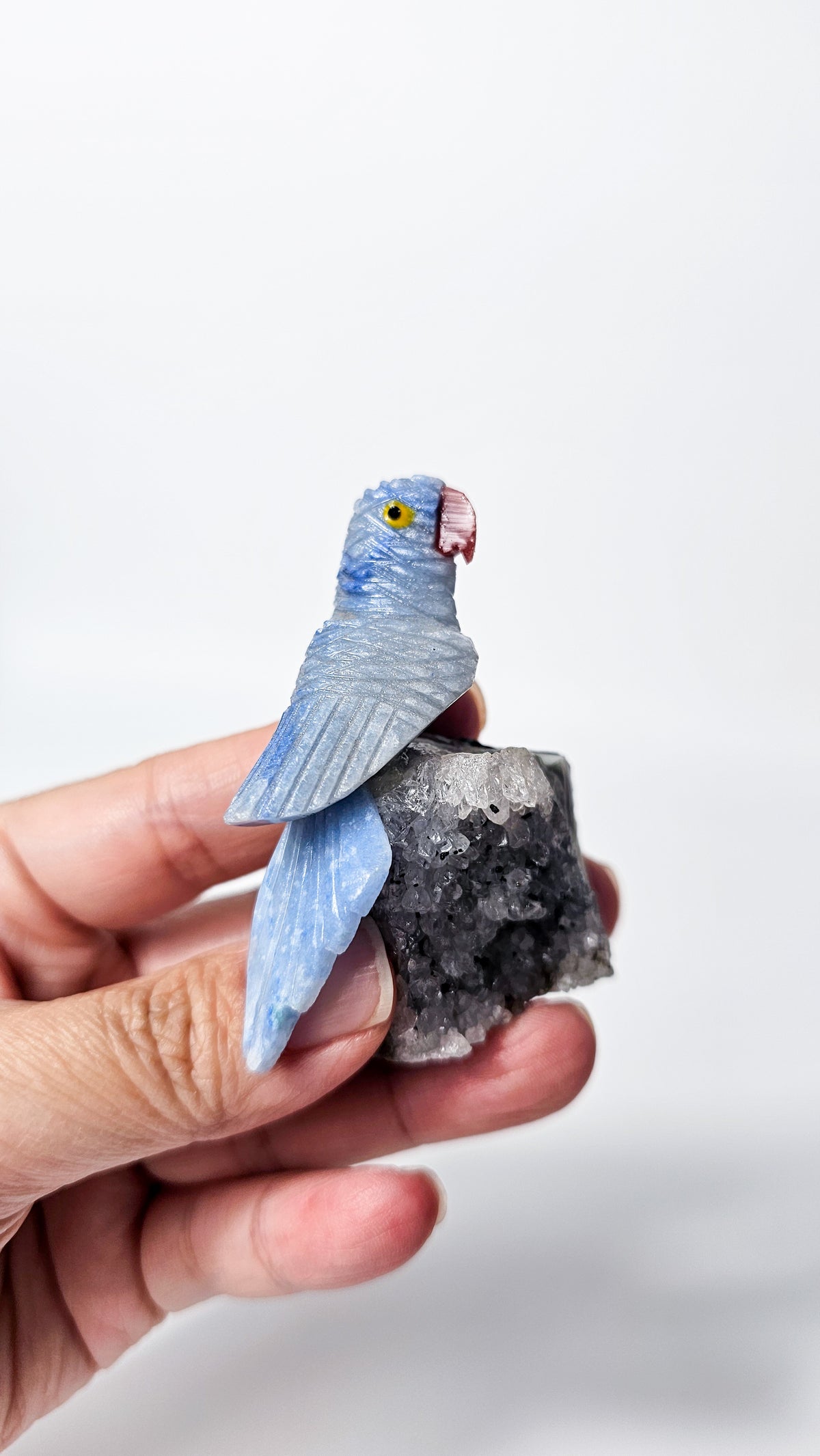Brazilian Crystal Bird Carving on Amethyst