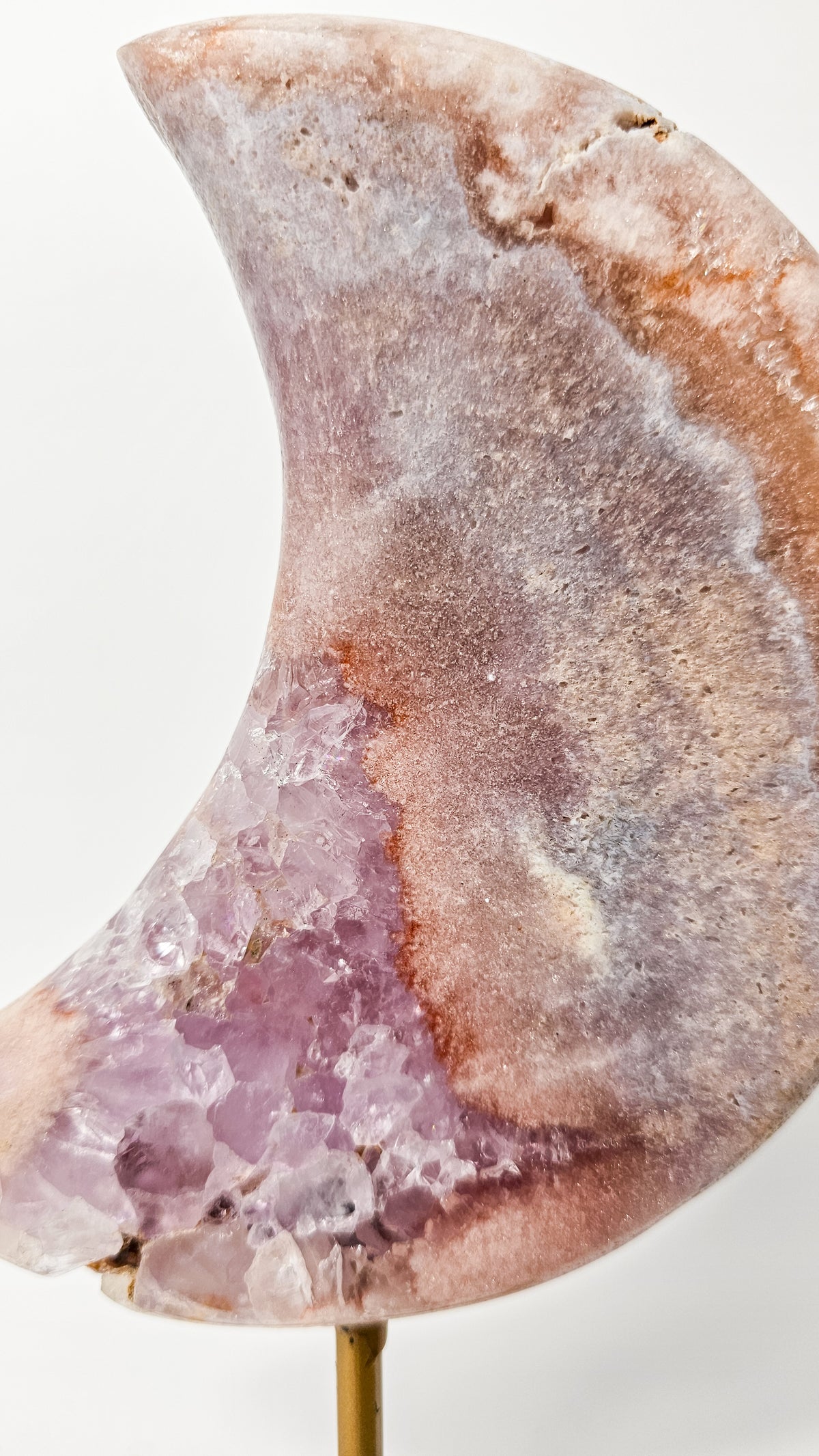 Pink Amethyst Druzy Moon on Stand