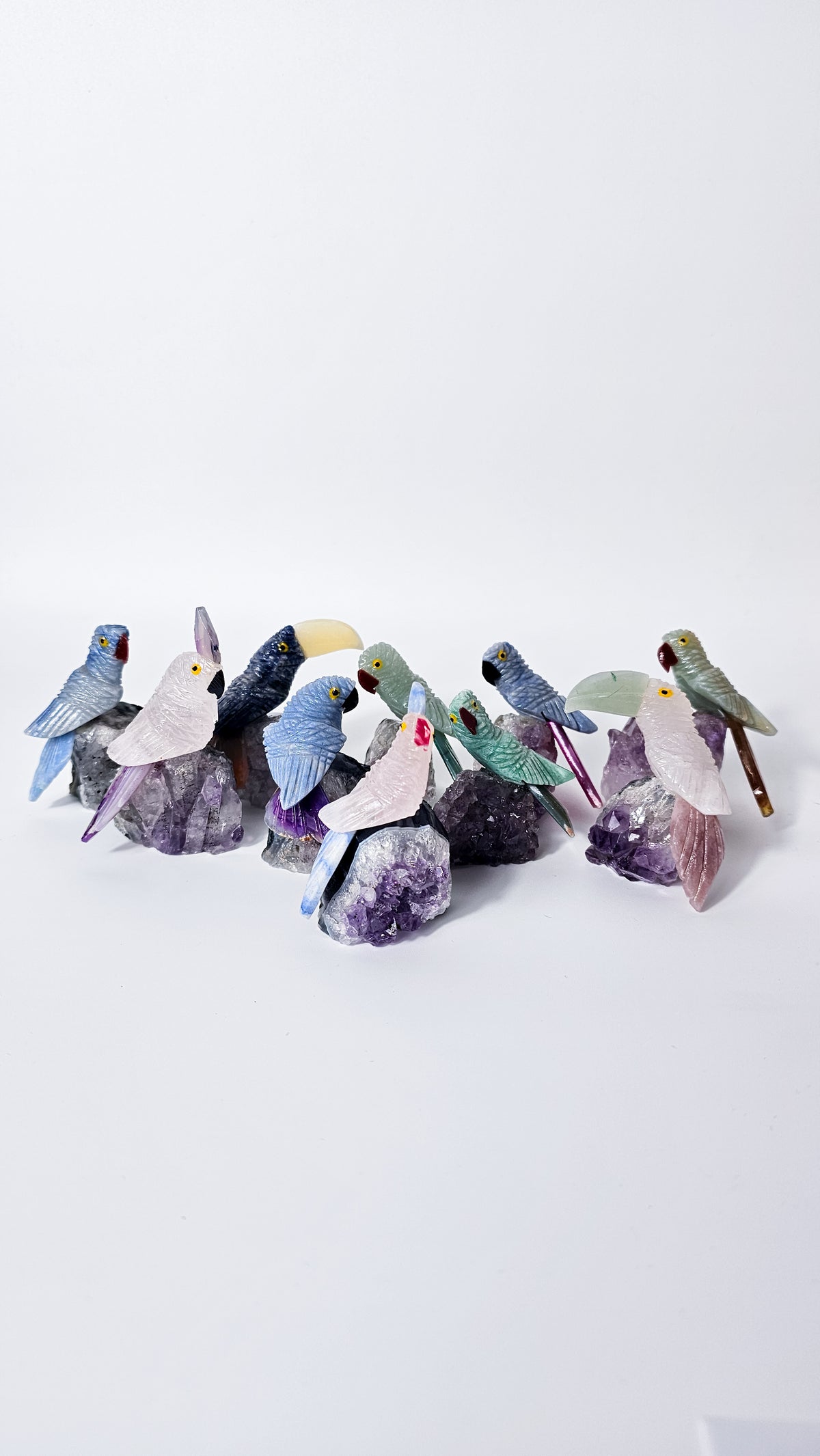 Brazilian Crystal Bird Carving on Amethyst