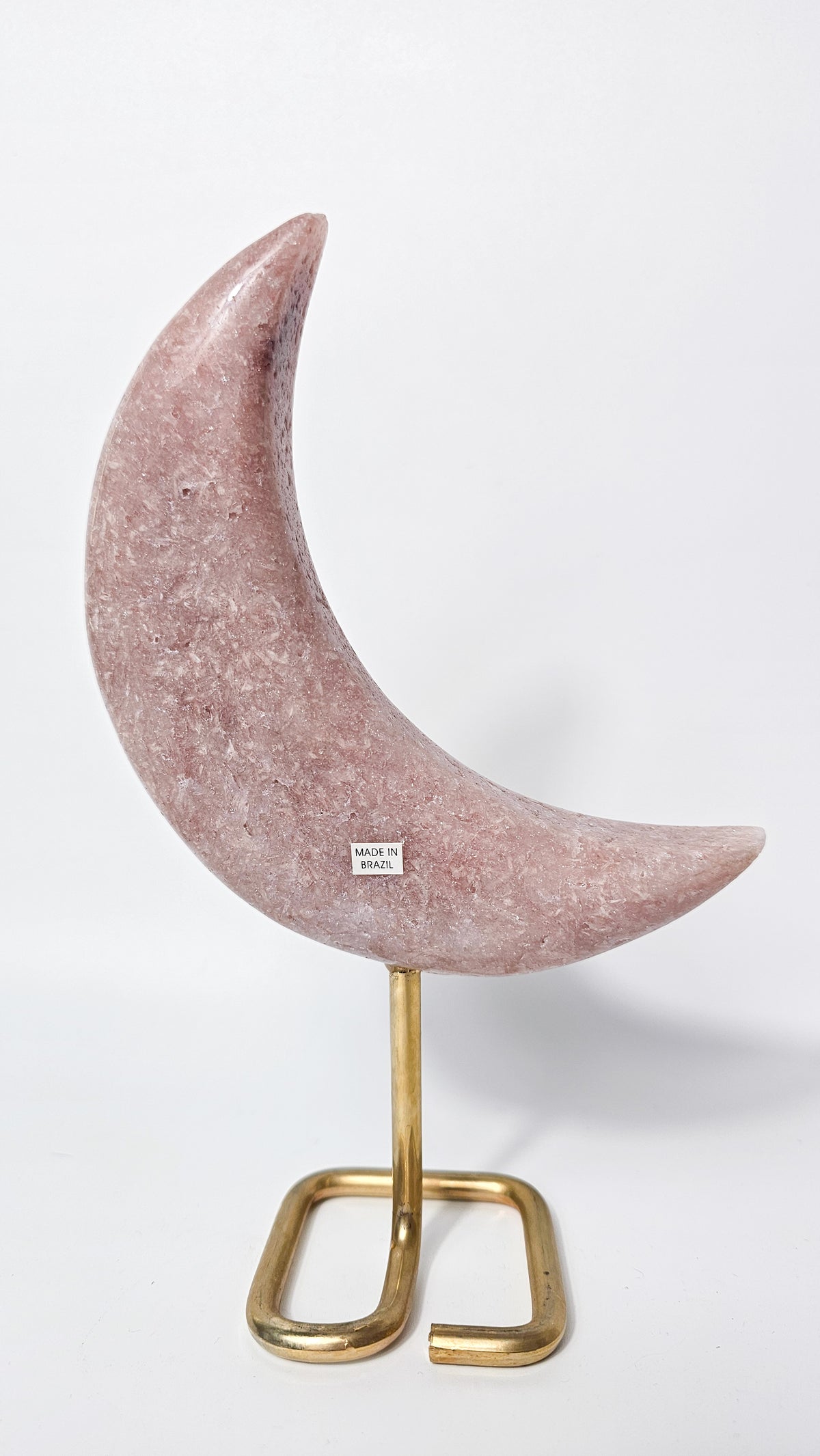 Brazilian Pink Himalayan Quartz Moon on Stand